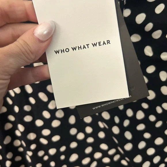 Who What Wear Black and White Polka Dot Blouse - Picture 4 of 5